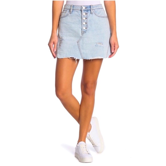 Free People Distressed Denim Mini Skirt Ripped - Picture 9 of 11